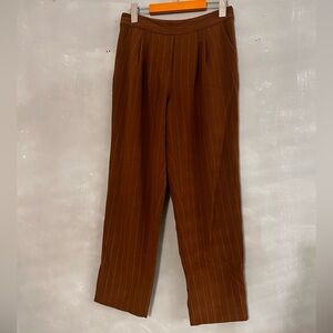 MONK & LOU | brown pinstripe pull on trousers office pants crop - size 8